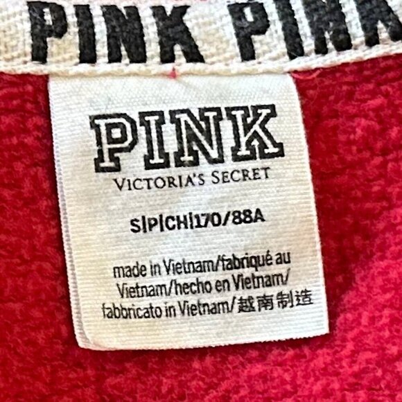 Red PINK Victoria's Secret Half Zip up Hoodie Sweatshirt Vintage Size Small - Picture 9 of 9